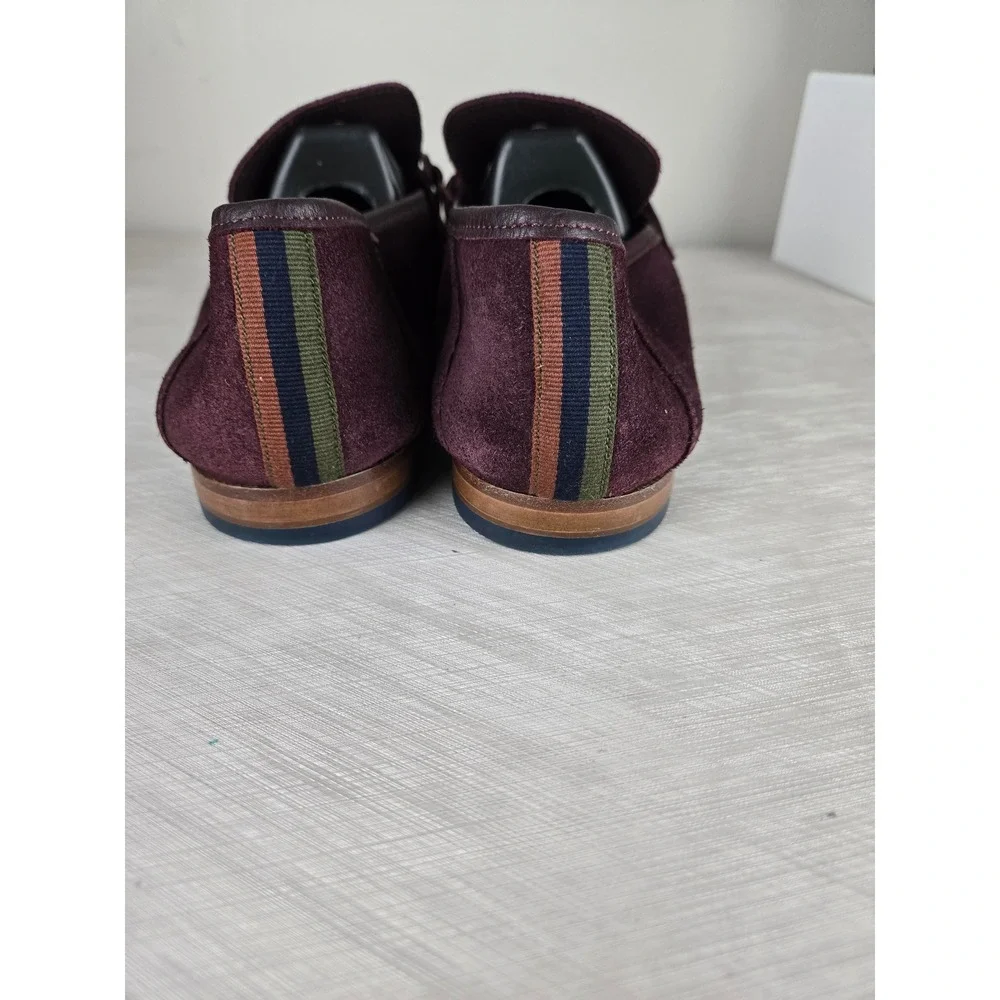 Ted Baker London SIBLAC Burgundy Suede Loafers Mens US 11 EU 44 Parrot Print
